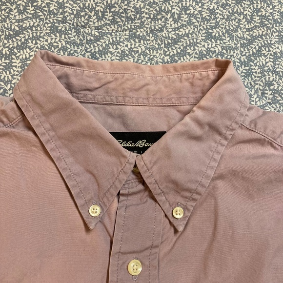 Eddie Bauer Mens 100% Cotton Short Sleeve Button Up Lavender Shirt XL Tall - Picture 3 of 8